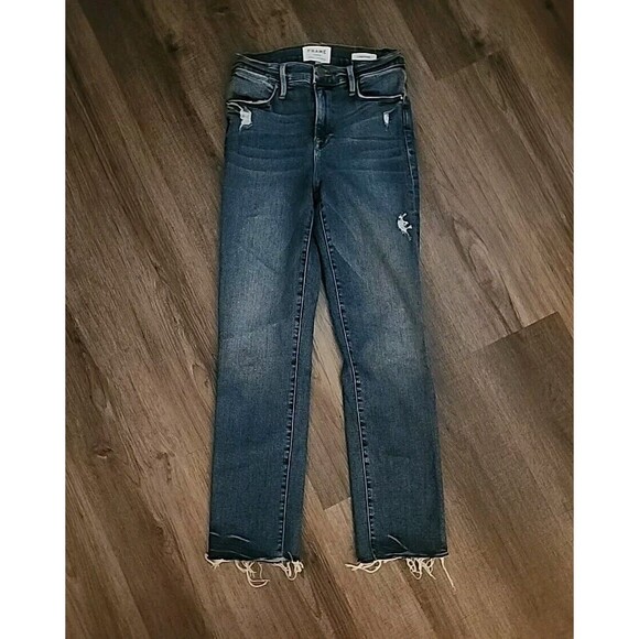 Frame Denim Denim - FRAME Jeans Womens 26 Blue Le High Straight Medium Wash Stretch Denim 26×27